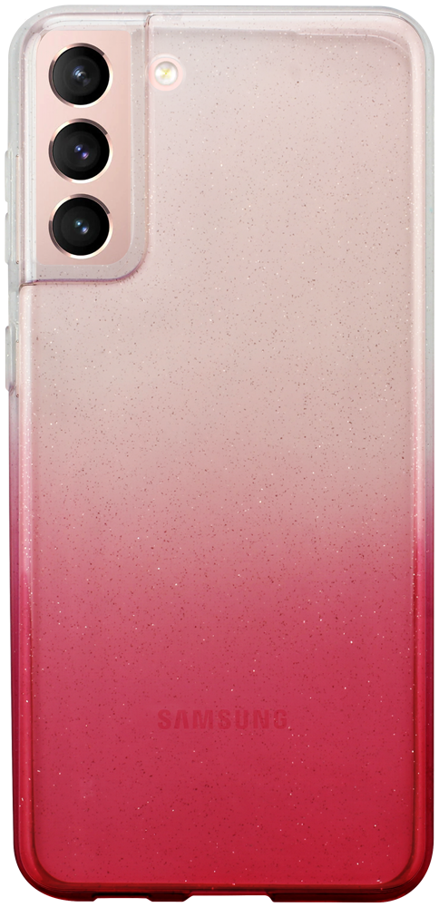 Samsung Galaxy S21 Plus 5G (SM-G996B) szilikon tok színátmenetes csillámos átlátszó/rózsaszín