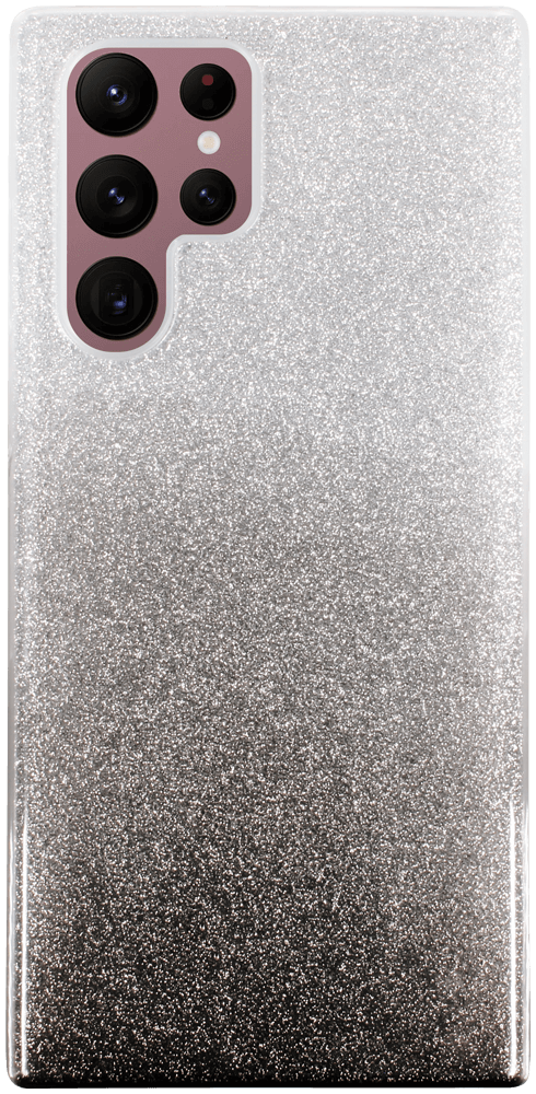 Samsung Galaxy S22 Ultra 5G (SM-S908B) szilikon tok csillogó hátlap fekete/ezüst