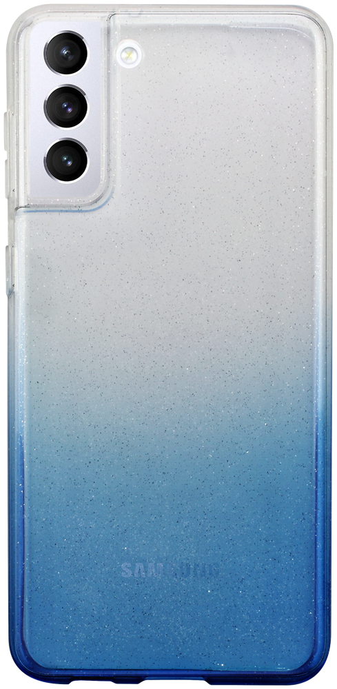 Samsung Galaxy S21 Plus 5G (SM-G996B) szilikon tok színátmenetes csillámos átlátszó/kék