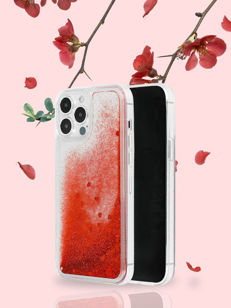 Apple iPhone 12 szilikon tok gyári Liquid Heart piros