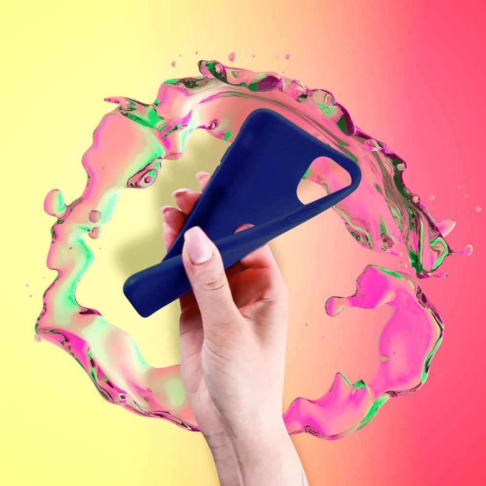 Apple iPhone 12 Pro szilikon tok logó kihagyós sötétkék