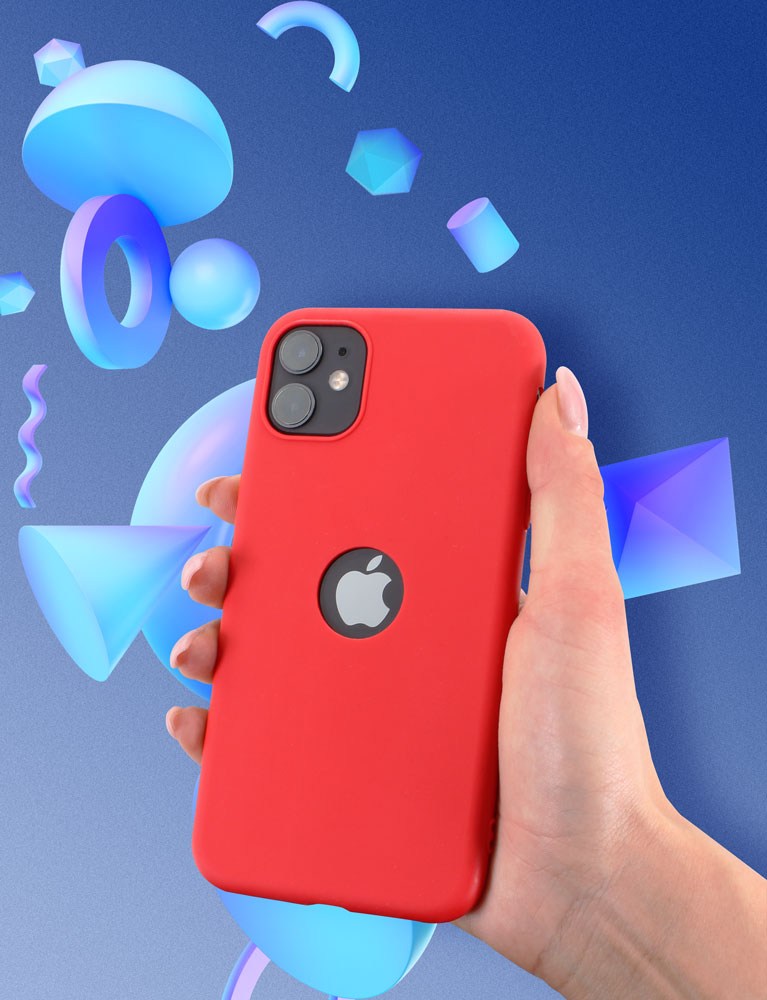 Apple iPhone 12 Pro szilikon tok logó kihagyós piros