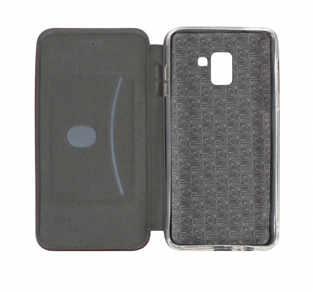 Samsung Galaxy A8 Plus 2018 (A730) oldalra nyíló mágneses flipes bőrtok prémium minőség bordó