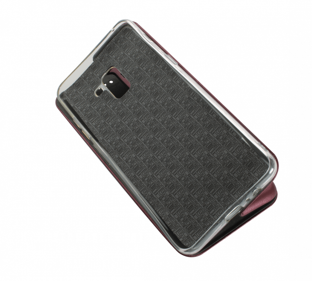 Samsung Galaxy A8 Plus 2018 (A730) oldalra nyíló mágneses flipes bőrtok prémium minőség bordó