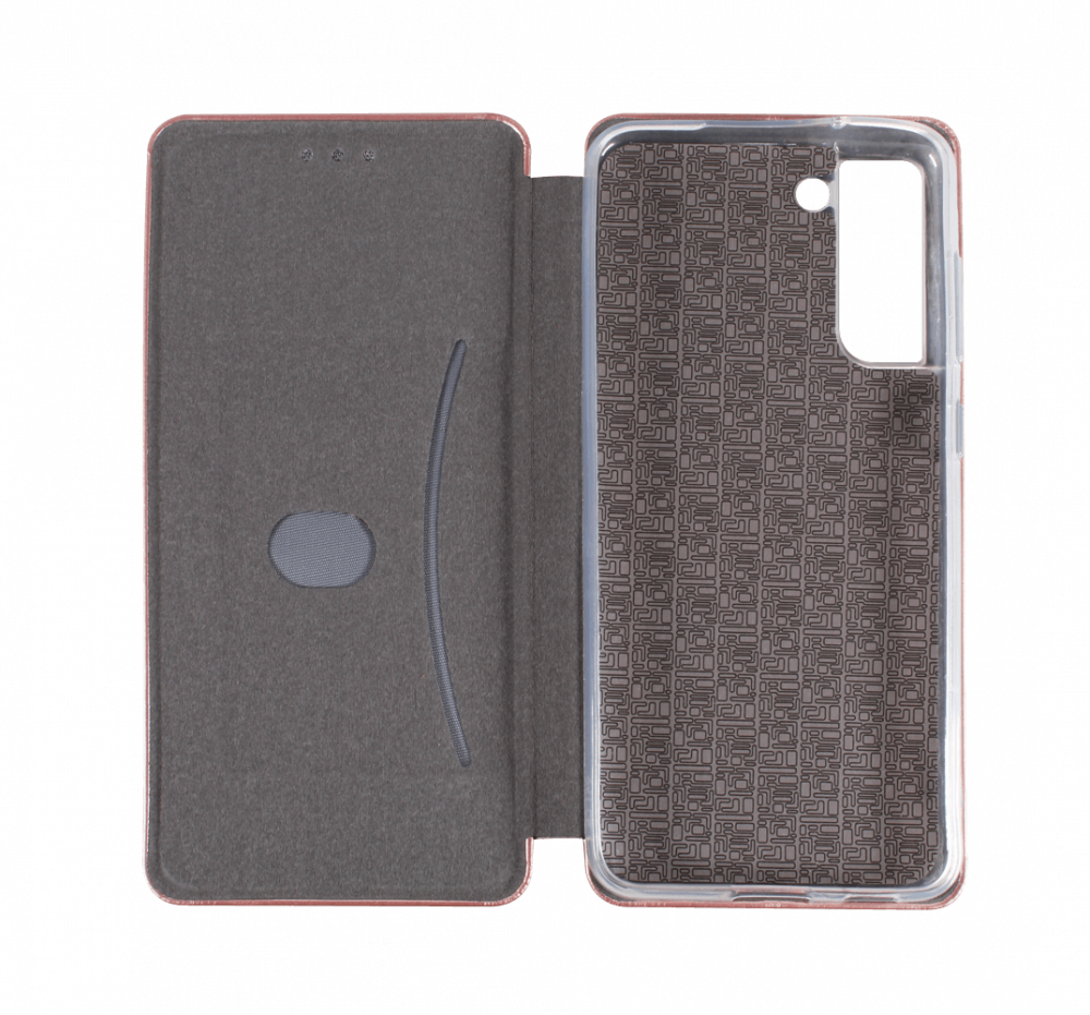 Samsung Galaxy S21 FE oldalra nyíló mágneses flipes bőrtok prémium minőség rozéarany