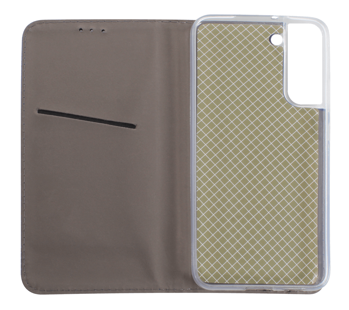 Samsung Galaxy S22 Plus 5G (SM-S906B) oldalra nyíló flipes bőrtok rombusz mintás sötétkék