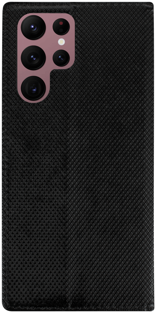 Samsung Galaxy S22 Ultra 5G (SM-S908B) oldalra nyíló flipes bőrtok rombusz mintás fekete