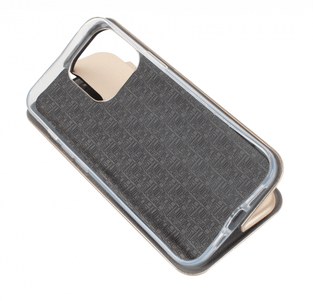 Apple iPhone 13 Pro oldalra nyíló mágneses flipes bőrtok prémium minőség arany