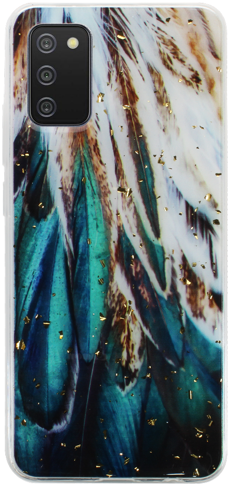 Samsung Galaxy A02s (SM-A025) kemény hátlap Gold Glam Feathers