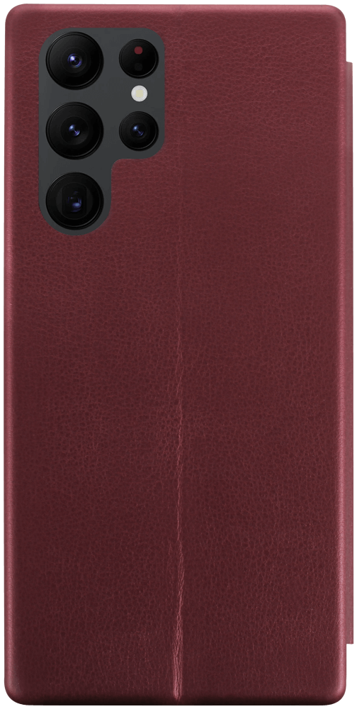 Samsung Galaxy S22 Ultra 5G (SM-S908B) oldalra nyíló mágneses flipes bőrtok prémium minőség bordó