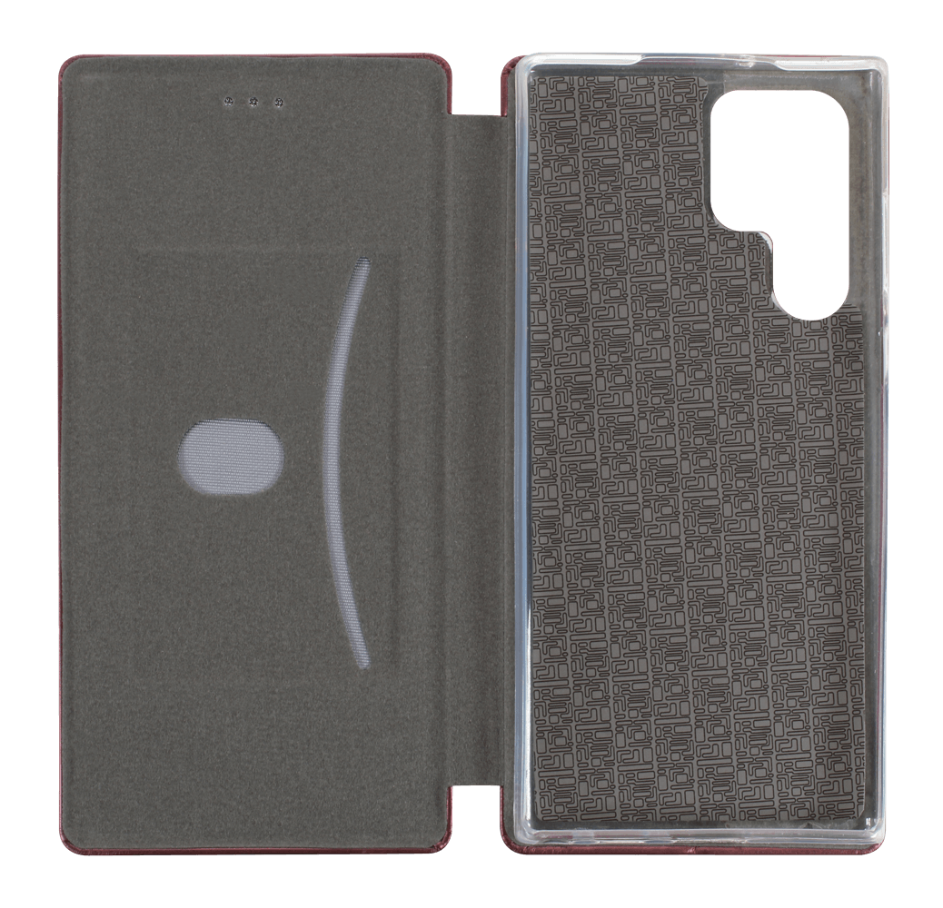 Samsung Galaxy S22 Ultra 5G (SM-S908B) oldalra nyíló mágneses flipes bőrtok prémium minőség bordó