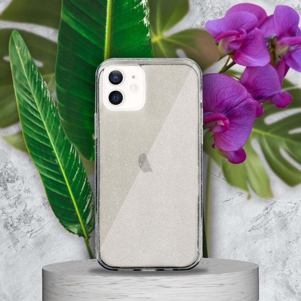 Apple iPhone 12 Mini szilikon tok csillogó füstszínű