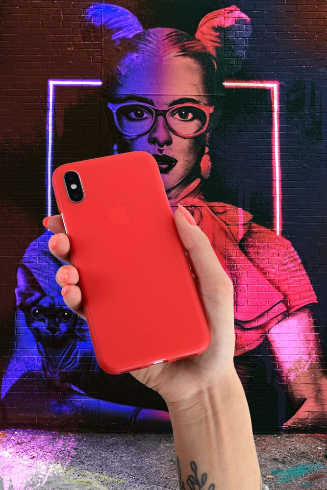 Huawei Mate 20 szilikon tok matt-fényes keret piros