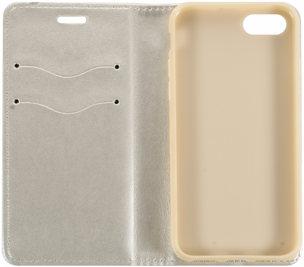 Apple iPhone SE (2020) oldalra nyíló flipes bőrtok asztali tartó funkciós arany