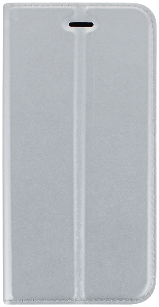 Apple iPhone SE (2022) oldalra nyíló flipes bőrtok elől-hátul mágneses ezüst