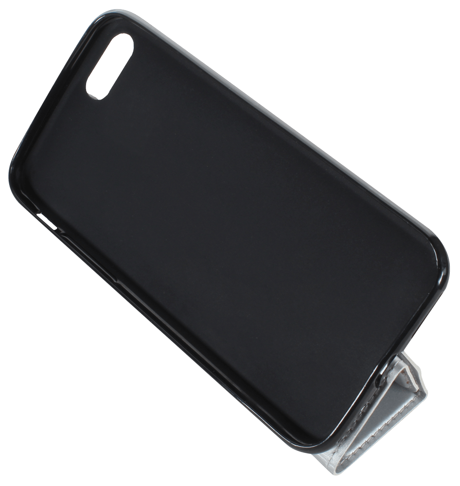 Apple iPhone SE (2020) oldalra nyíló flipes bőrtok elől-hátul mágneses ezüst