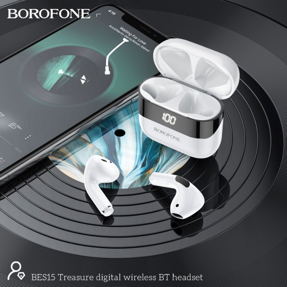 Apple iPhone 12 kompatibilis Borofone TWS Bluetooth fülhallgató fehér