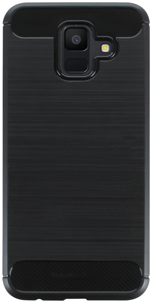 Samsung Galaxy A6 2018 Dual (A600) ütésálló szilikon tok szálcsiszolt-karbon minta légpárnás sarok fekete