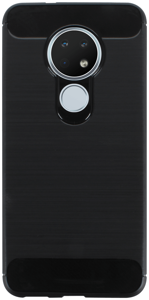 Nokia 6 2019 (6.2) ütésálló szilikon tok szálcsiszolt-karbon minta légpárnás sarok fekete