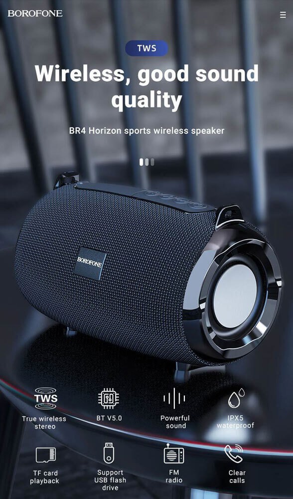 LG G8 ThinQ kompatibilis Borofone Bluetooth hangszóró fekete