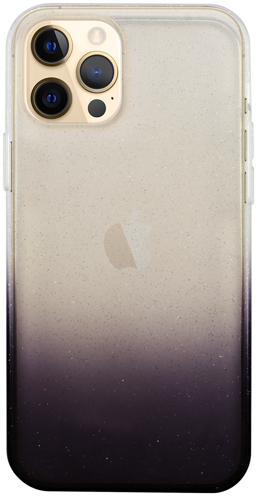 Apple iPhone 12 Pro szilikon tok színátmenetes csillámos átlátszó/lila
