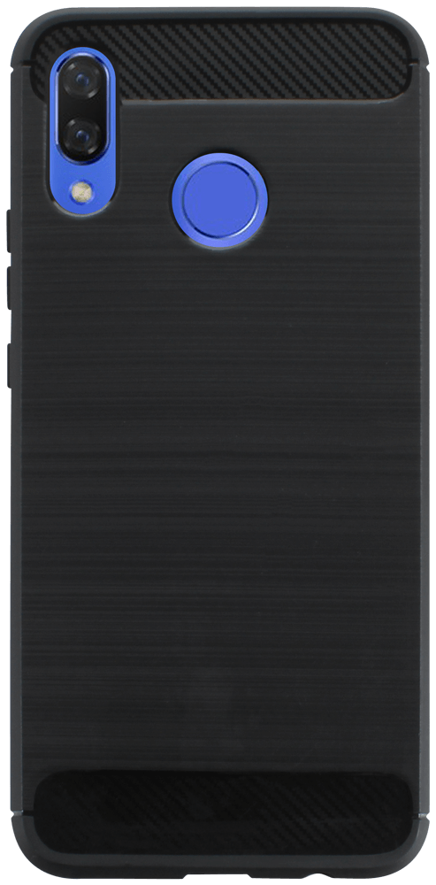 Huawei Nova 3 ütésálló szilikon tok szálcsiszolt-karbon minta légpárnás sarok fekete