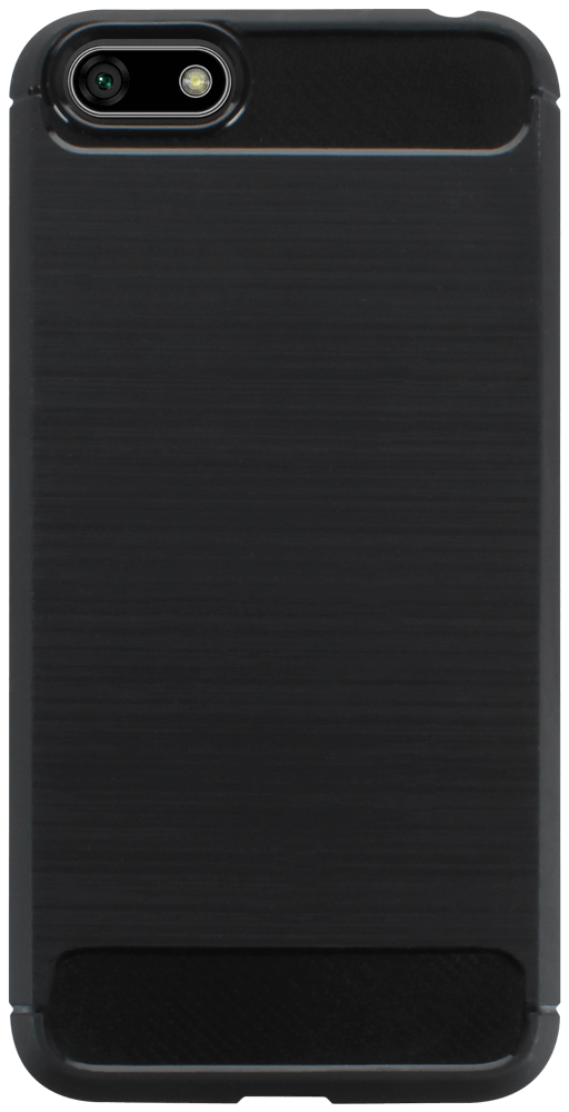Huawei Y5 Prime 2018 (Y5 2018) ütésálló szilikon tok szálcsiszolt-karbon minta légpárnás sarok fekete