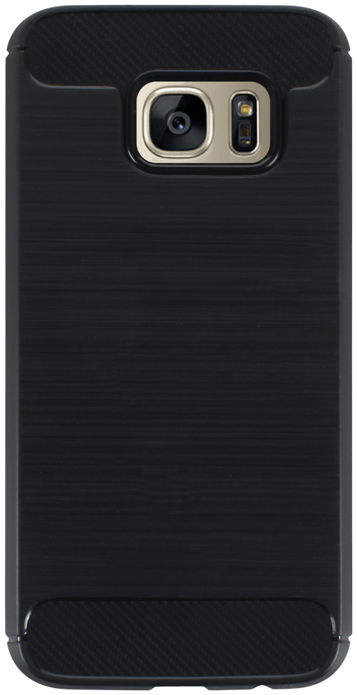 Samsung Galaxy S7 (G930) ütésálló szilikon tok szálcsiszolt-karbon minta légpárnás sarok fekete