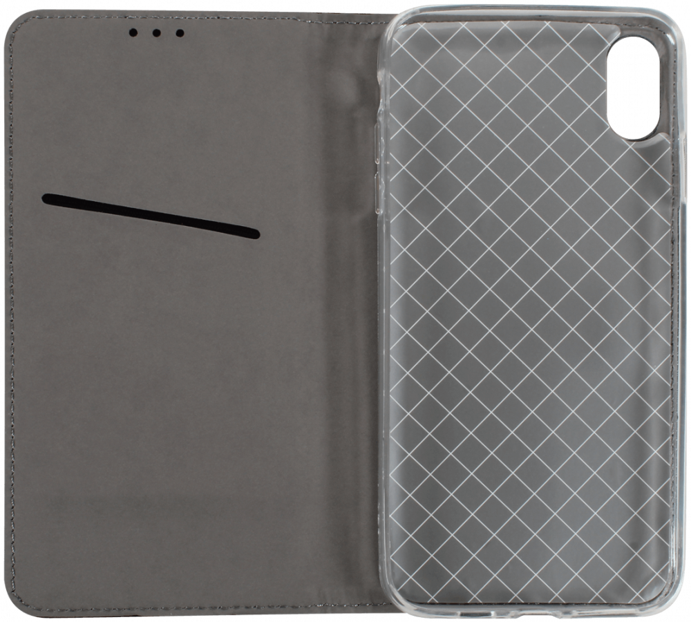 Apple iPhone XS Max oldalra nyíló flipes bőrtok rombusz mintás fekete