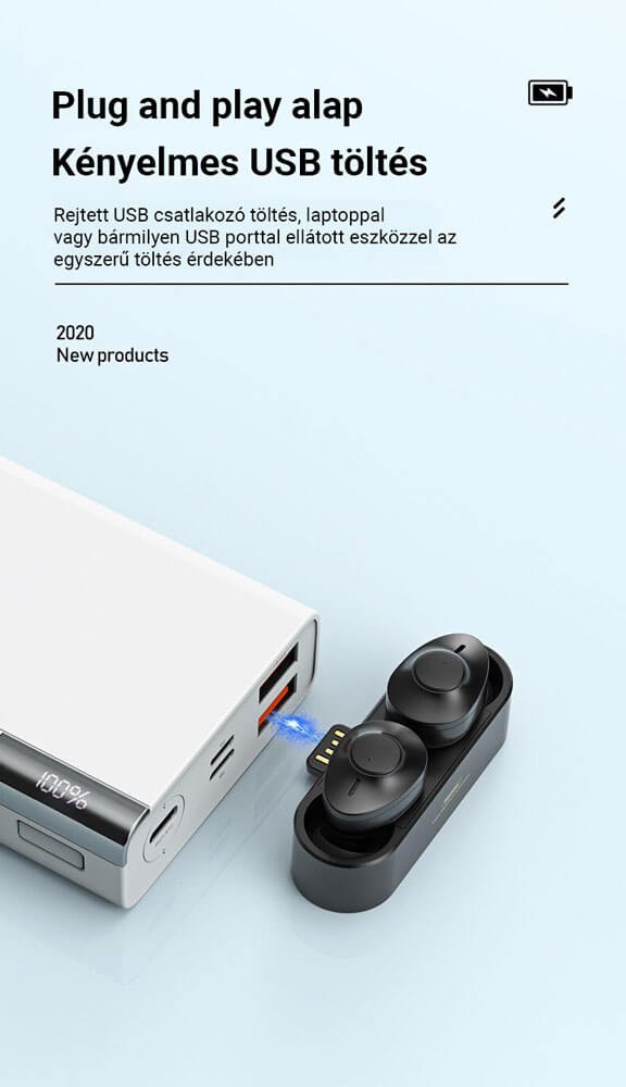 Sony Xperia 10 III kompatibilis Remax bluetooth fülhallgató dokkoló állomással fekete