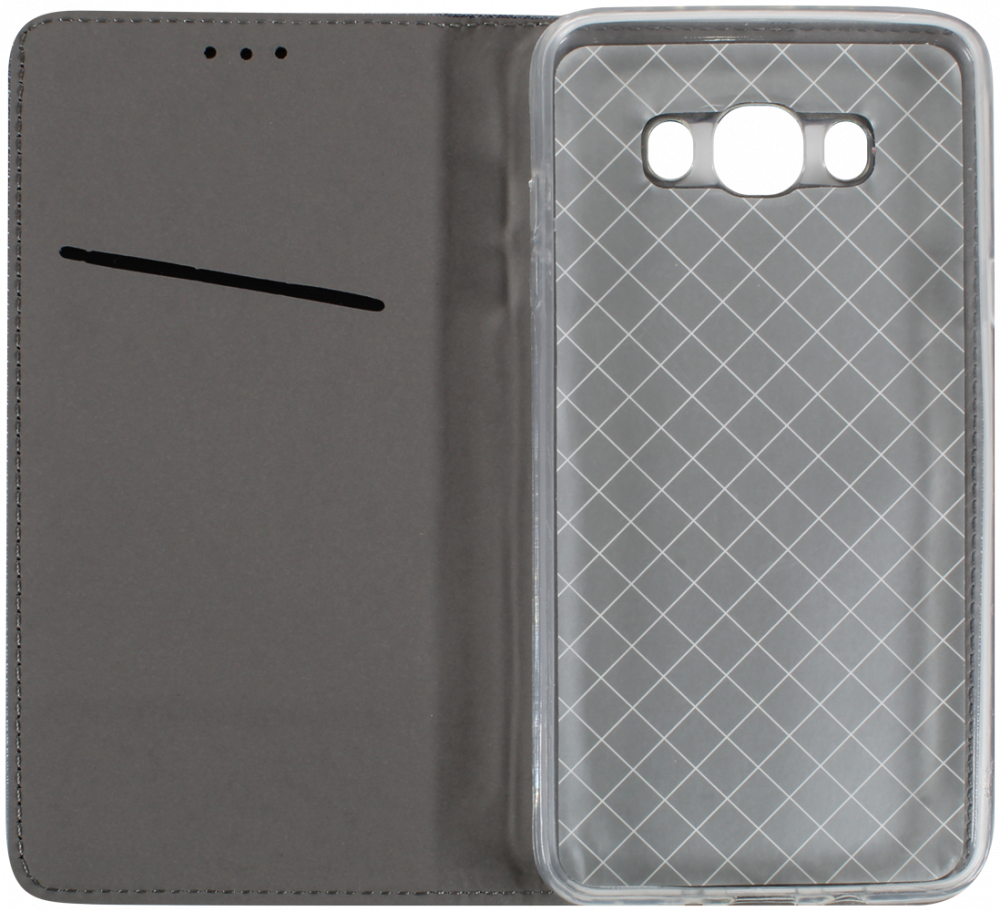 Samsung Galaxy J7 2016 (J710) oldalra nyíló flipes bőrtok rombusz mintás ezüst