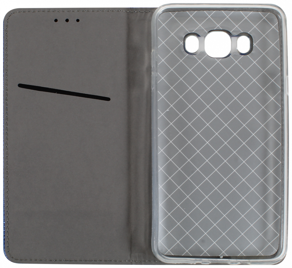 Samsung Galaxy J7 2016 (J710) oldalra nyíló flipes bőrtok rombusz mintás sötétkék