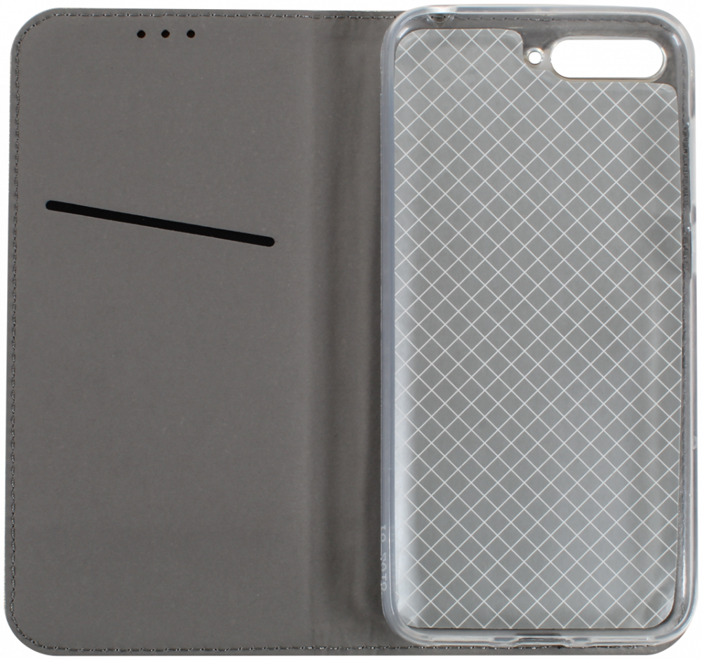 Huawei Y6 2018 oldalra nyíló flipes bőrtok rombusz mintás arany