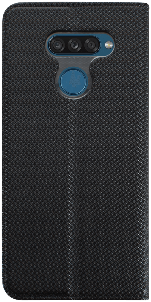 LG K50S oldalra nyíló flipes bőrtok rombusz mintás fekete