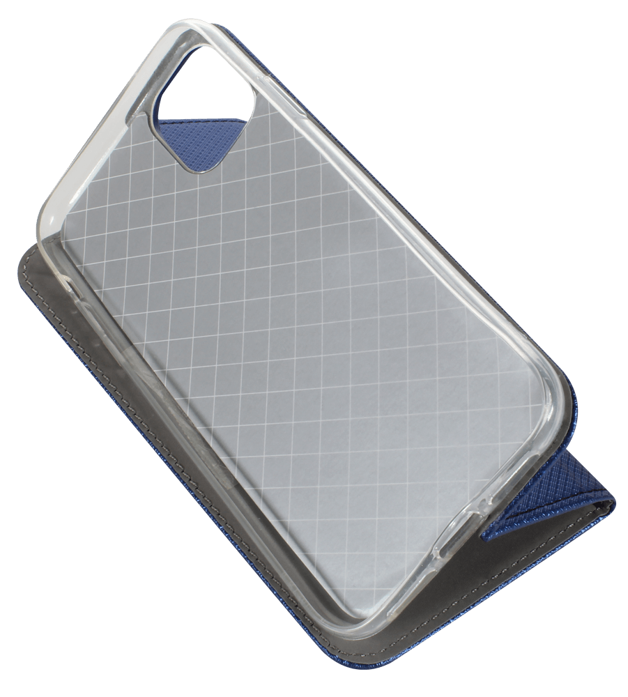 Apple iPhone 11 oldalra nyíló flipes bőrtok rombusz mintás sötétkék