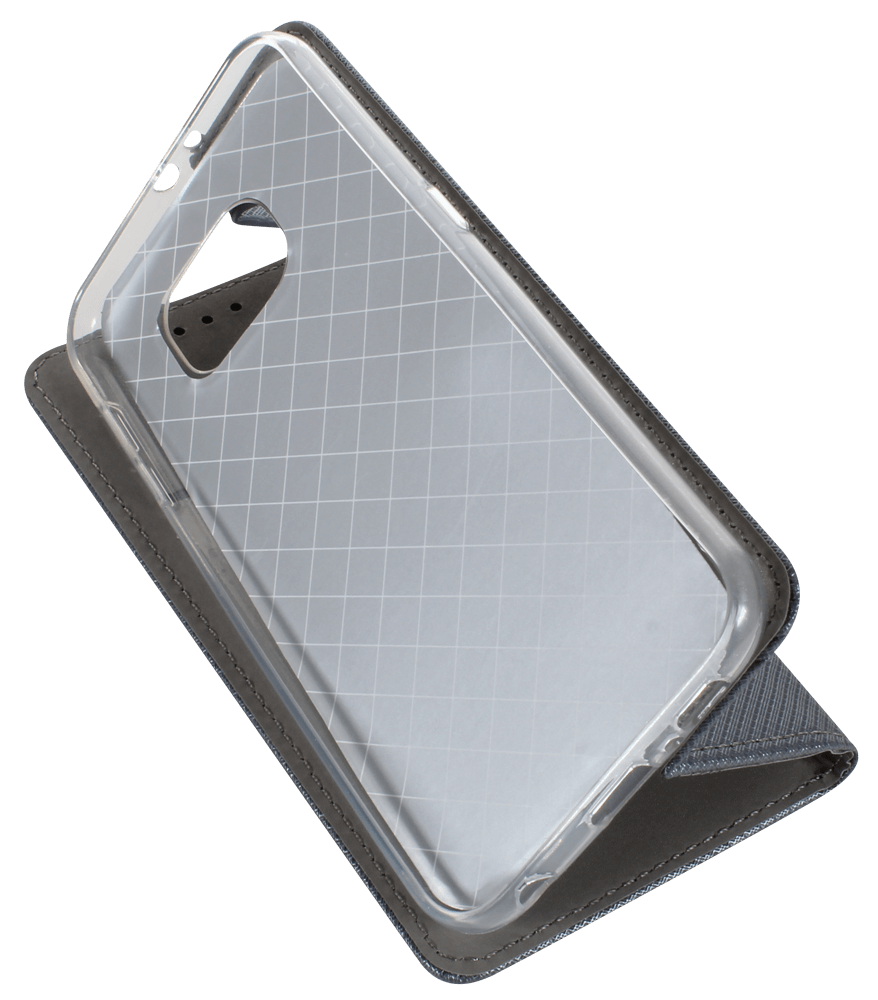 Samsung Galaxy S6 (G920) oldalra nyíló flipes bőrtok rombusz mintás ezüst