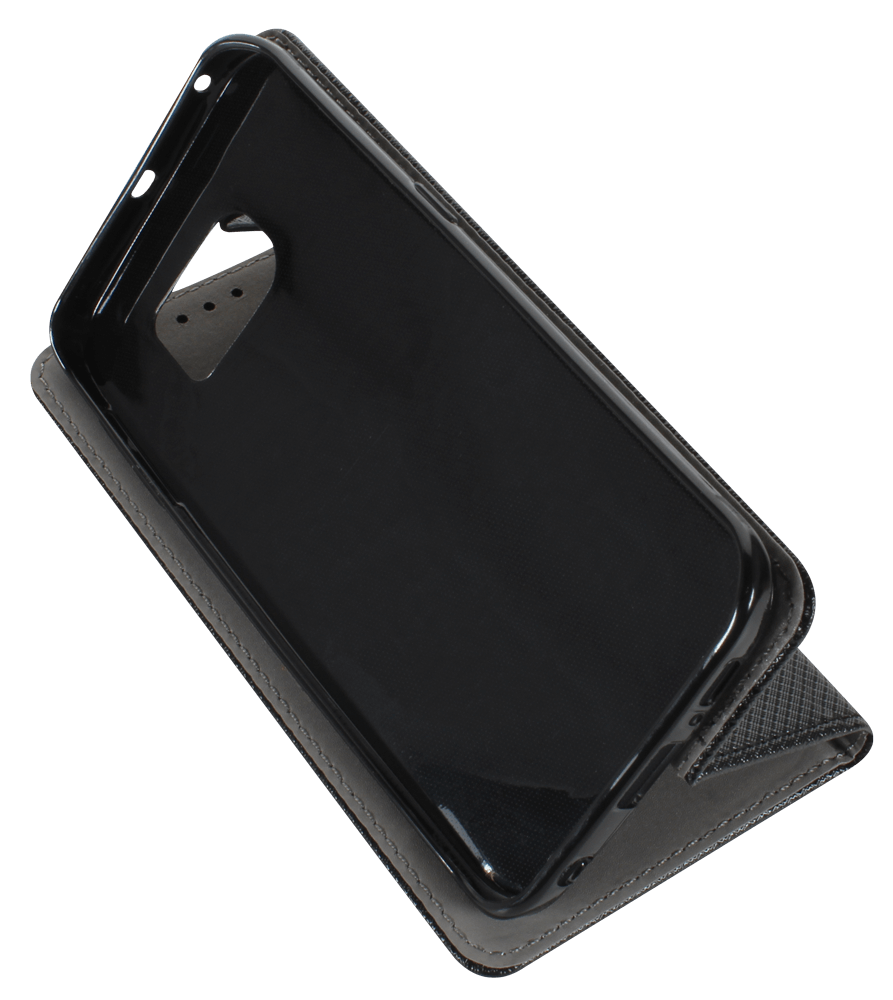 Samsung Galaxy S6 Edge (G925) oldalra nyíló flipes bőrtok rombusz mintás fekete