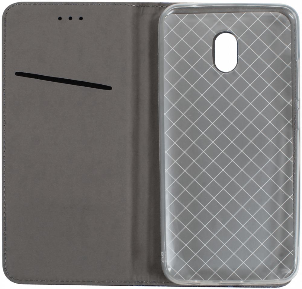 Xiaomi Redmi 8A oldalra nyíló flipes bőrtok rombusz mintás sötétkék