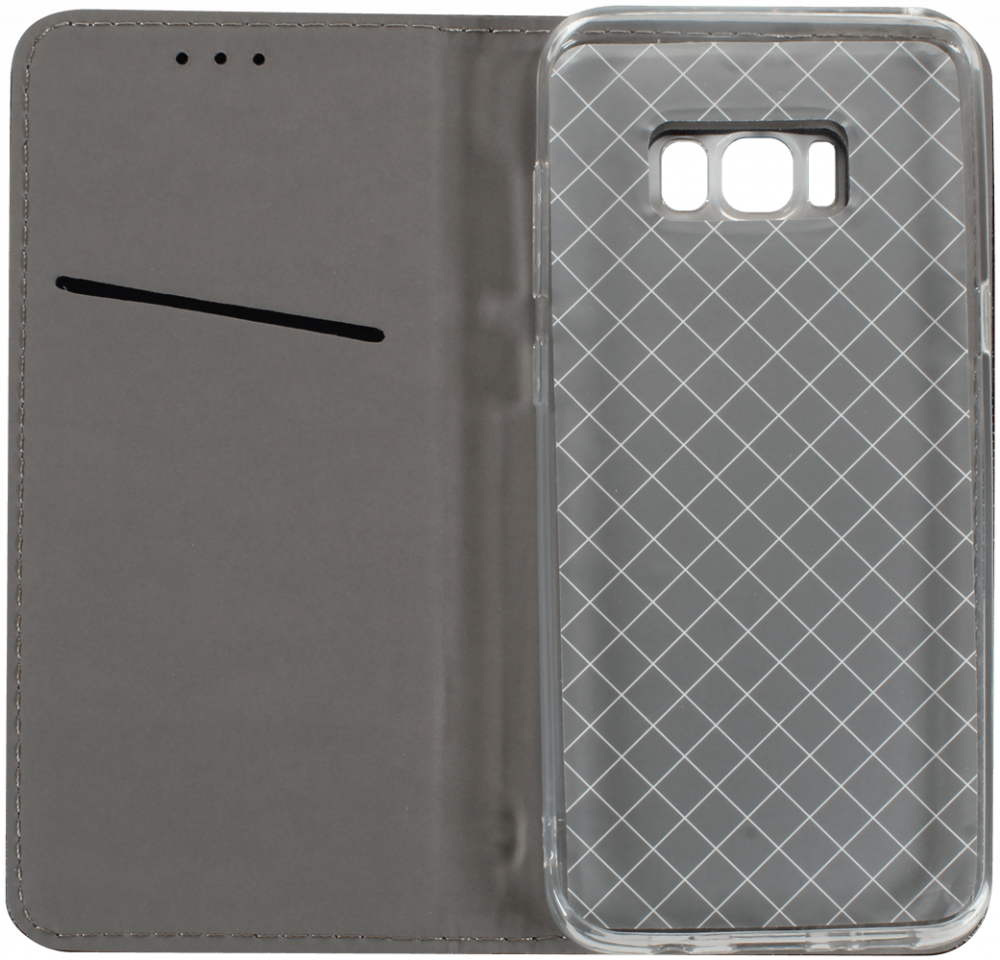 Samsung Galaxy S8 Plus (G955) oldalra nyíló flipes bőrtok rombusz mintás fekete
