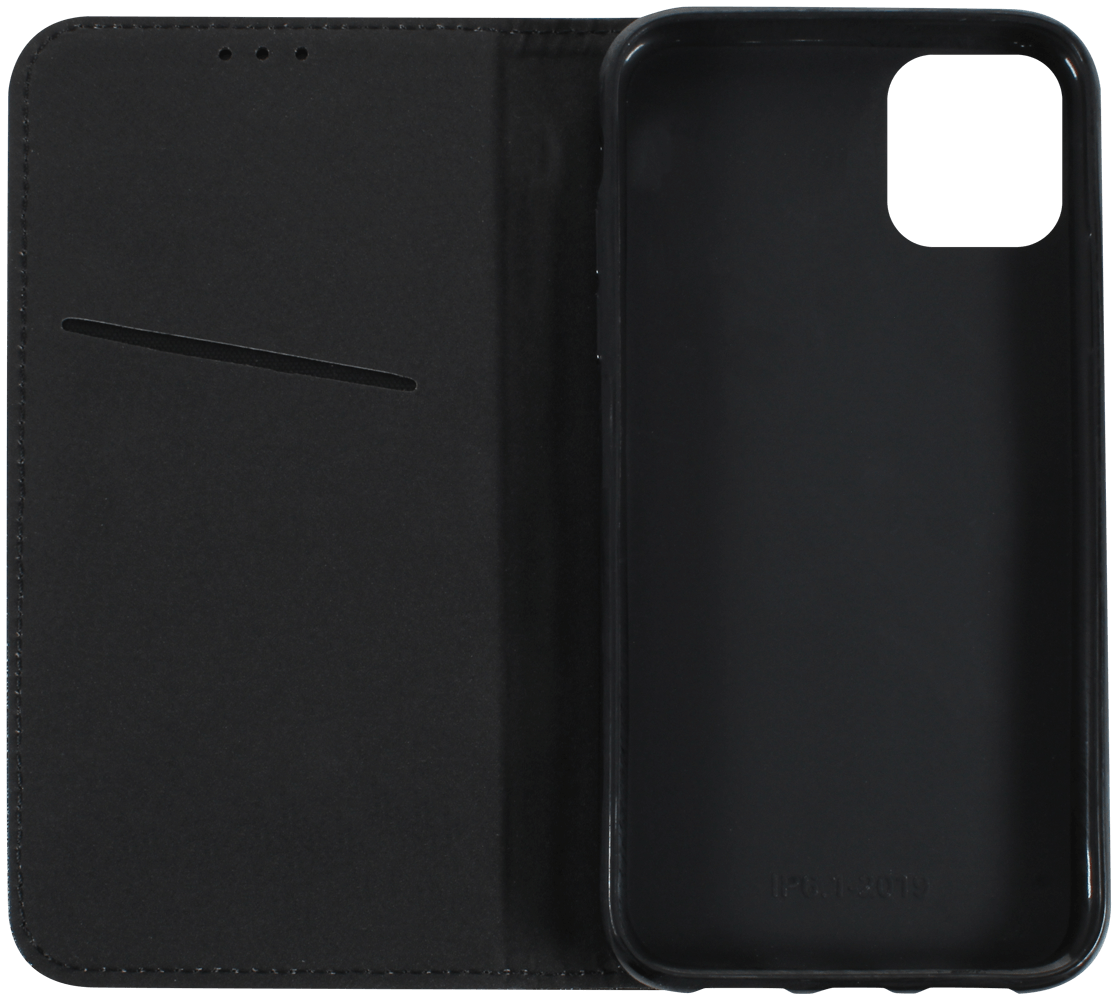 Apple iPhone 11 oldalra nyíló flipes bőrtok rombusz mintás fekete