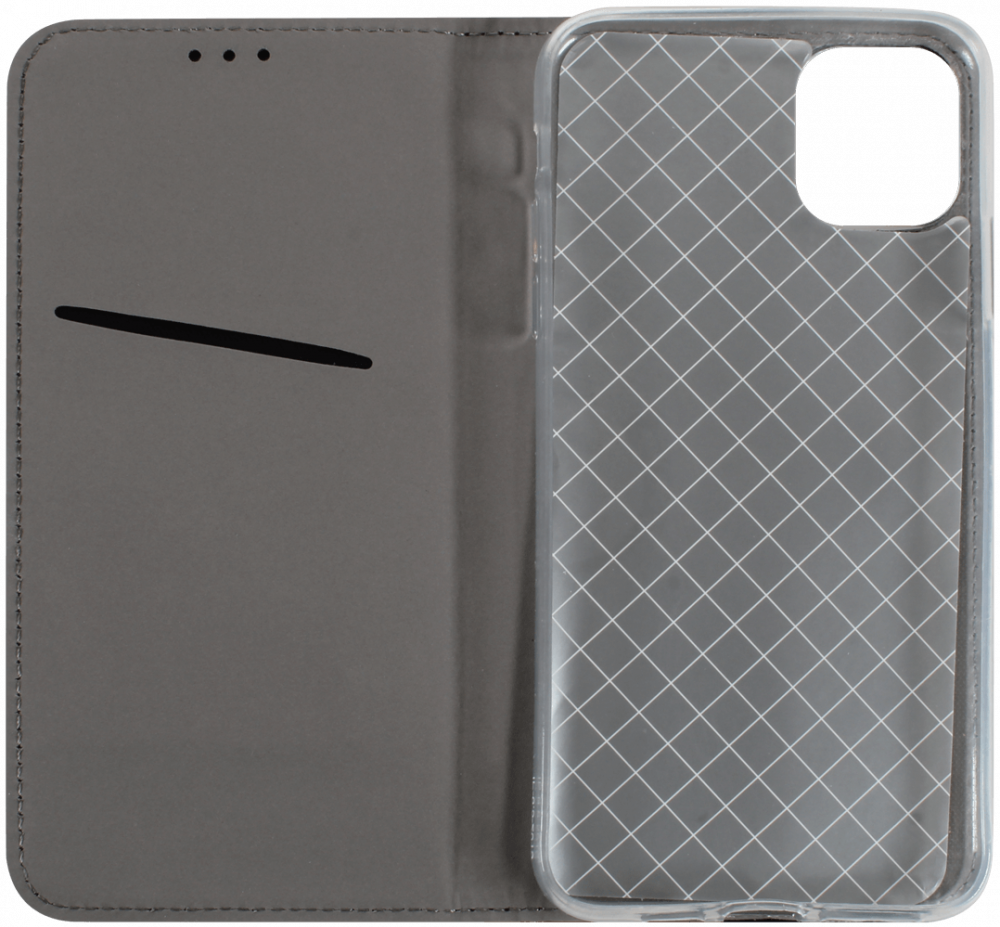 Apple iPhone 11 Pro Max oldalra nyíló flipes bőrtok rombusz mintás fekete