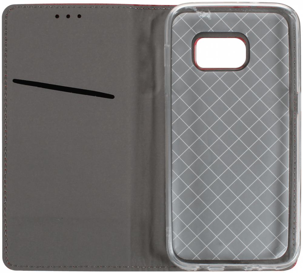 Samsung Galaxy S7 (G930) oldalra nyíló flipes bőrtok rombusz mintás piros