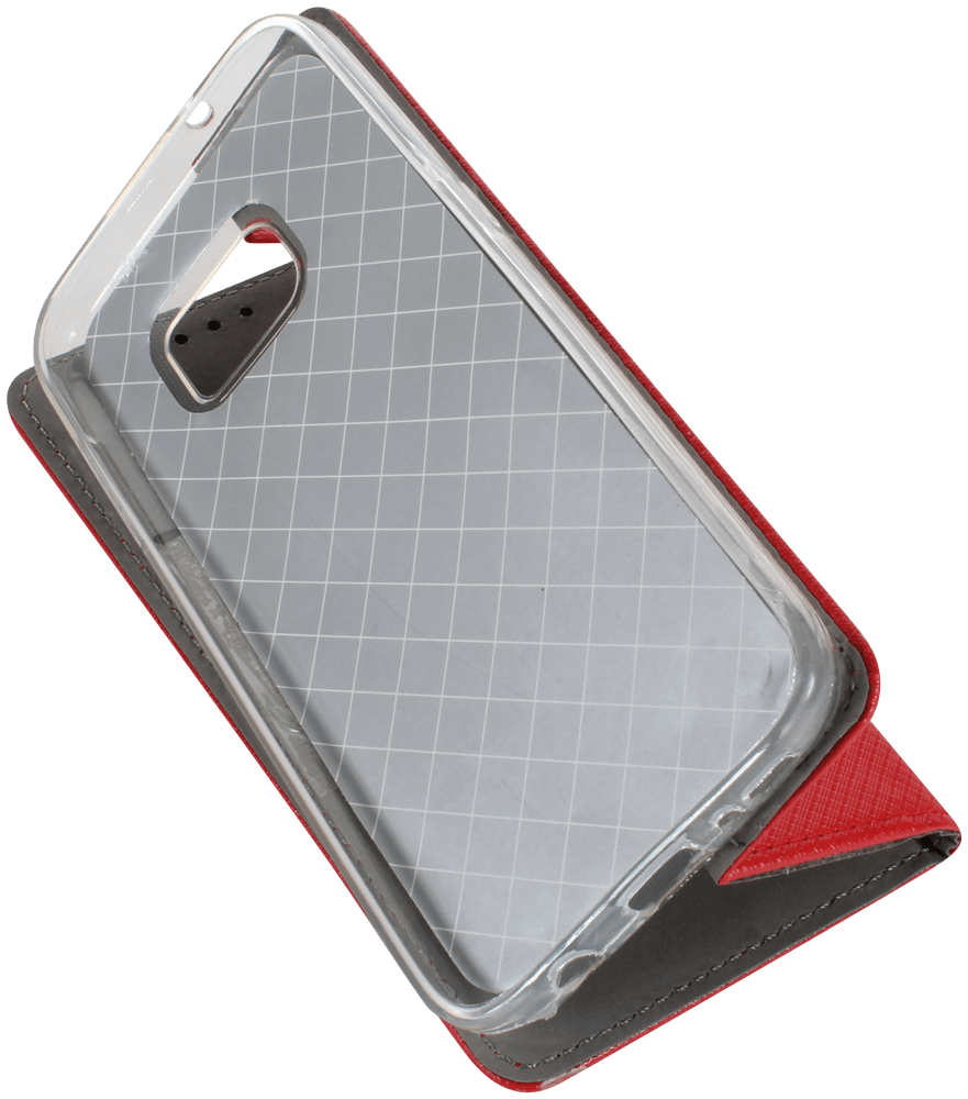 Samsung Galaxy S7 (G930) oldalra nyíló flipes bőrtok rombusz mintás piros