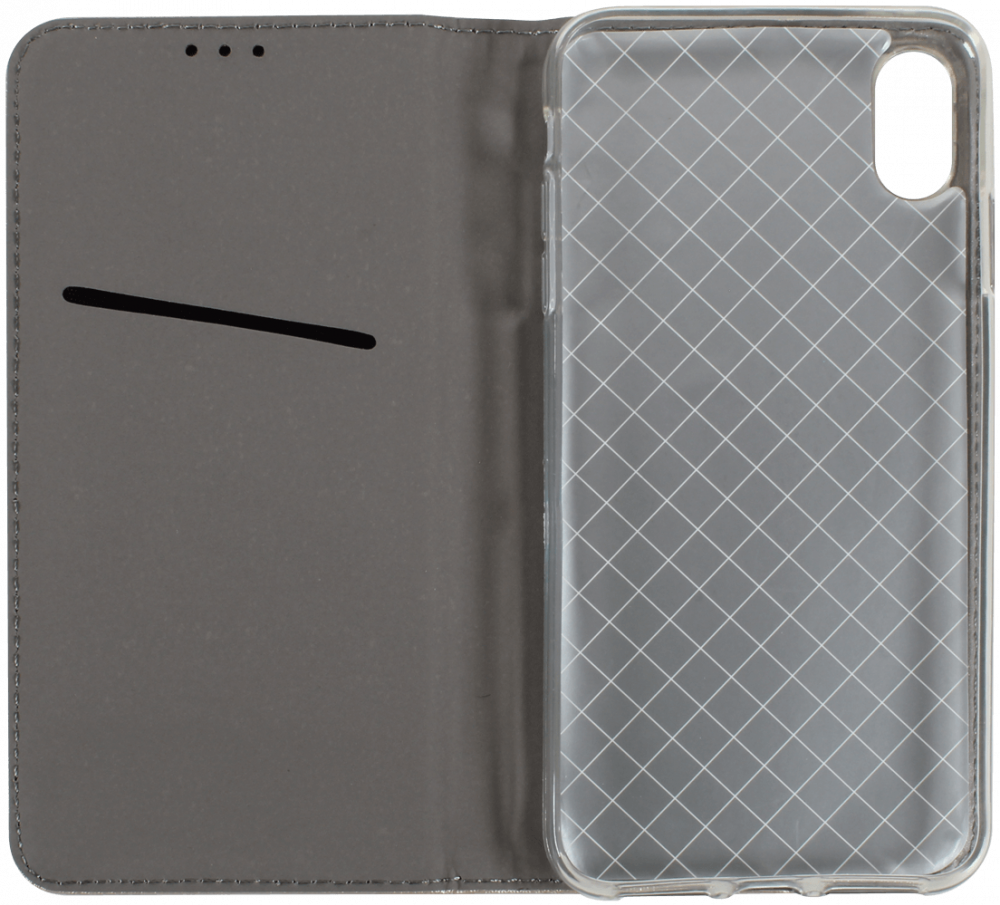 Apple iPhone XS Max oldalra nyíló flipes bőrtok rombusz mintás arany