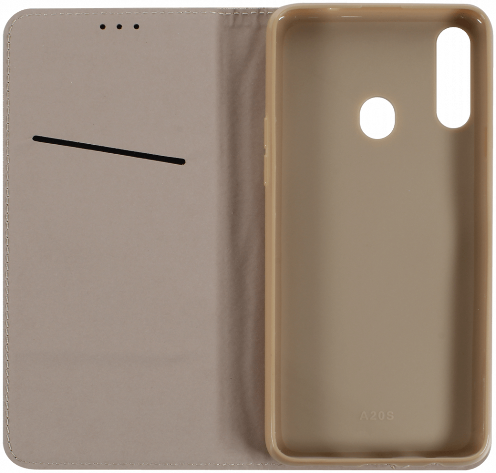 Samsung Galaxy A20s (SM-A207F) oldalra nyíló flipes bőrtok rombusz mintás arany