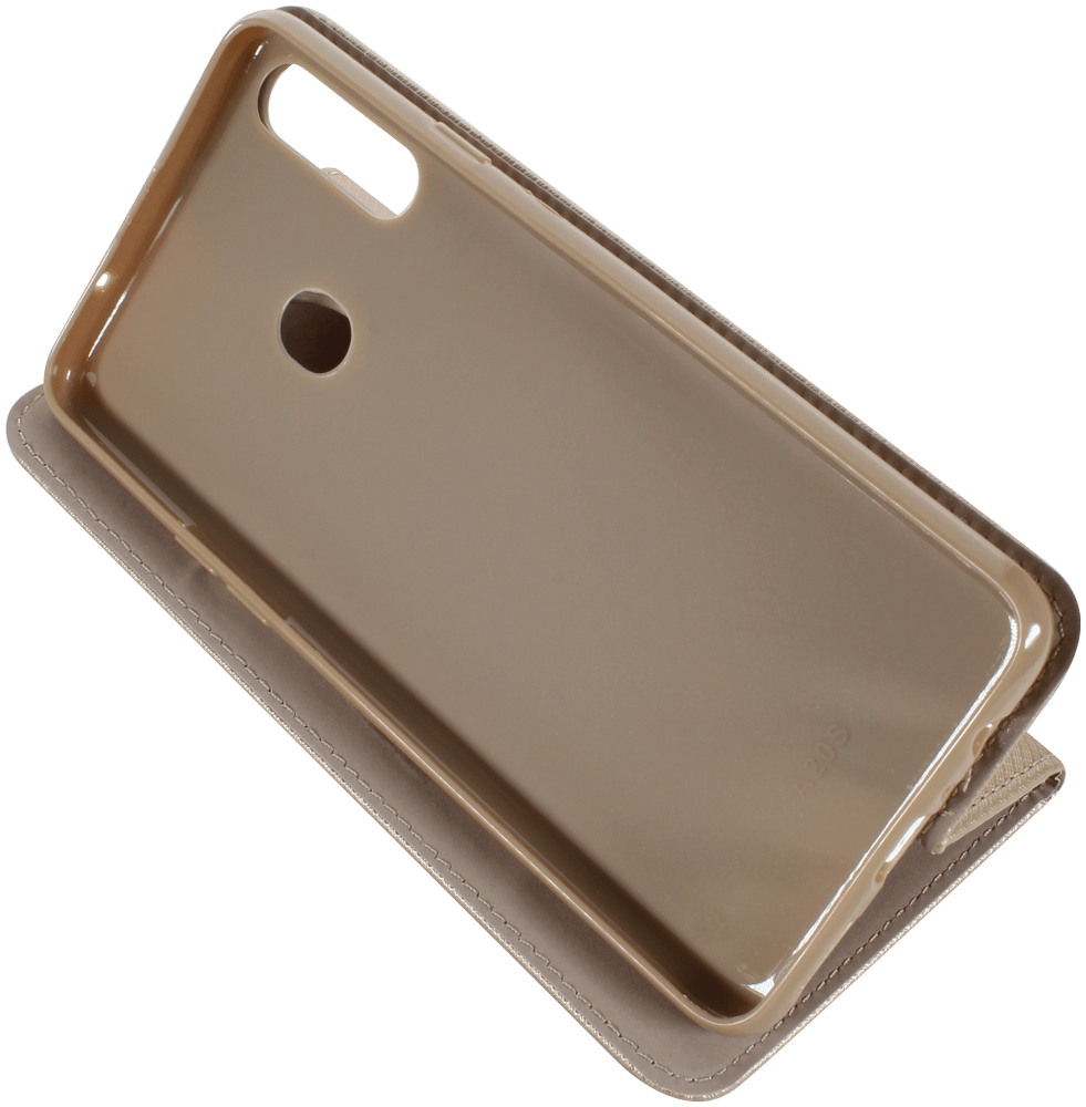 Samsung Galaxy A20s (SM-A207F) oldalra nyíló flipes bőrtok rombusz mintás arany