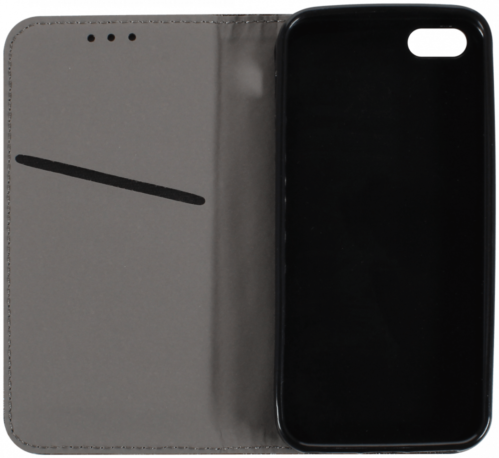 Apple iPhone SE (2016) oldalra nyíló flipes bőrtok rombusz mintás fekete