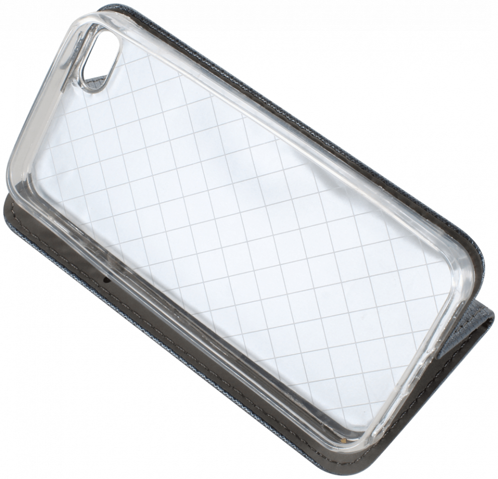 Apple iPhone 5 oldalra nyíló flipes bőrtok rombusz mintás ezüst