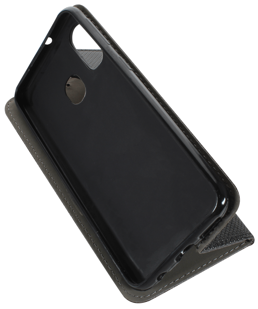 Samsung Galaxy A40 (SM-405) oldalra nyíló flipes bőrtok rombusz mintás fekete