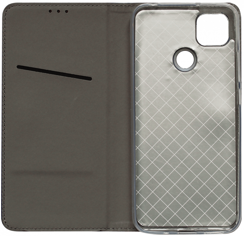 Xiaomi Redmi 9C NFC oldalra nyíló flipes bőrtok rombusz mintás sötétkék